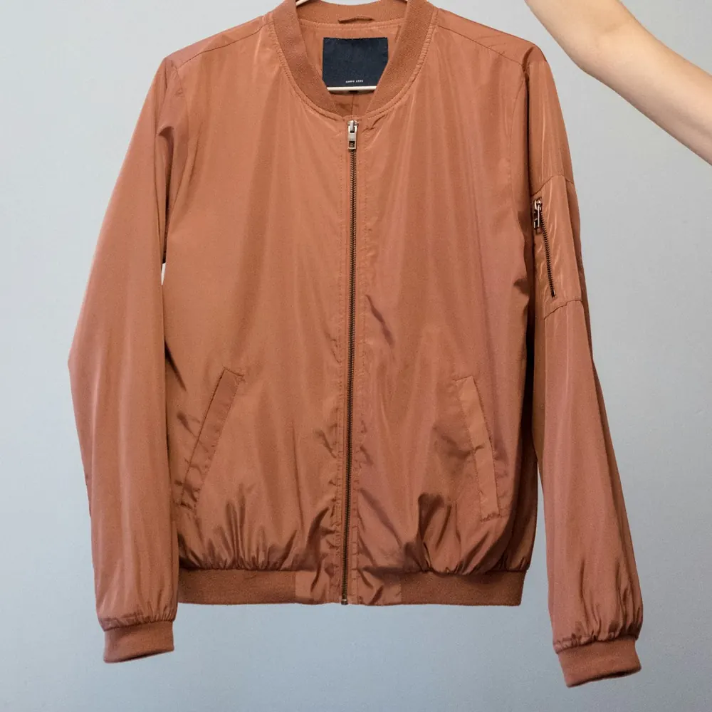 Preloved Zara Suede-Effect Bomber Rust Brown M — front view
