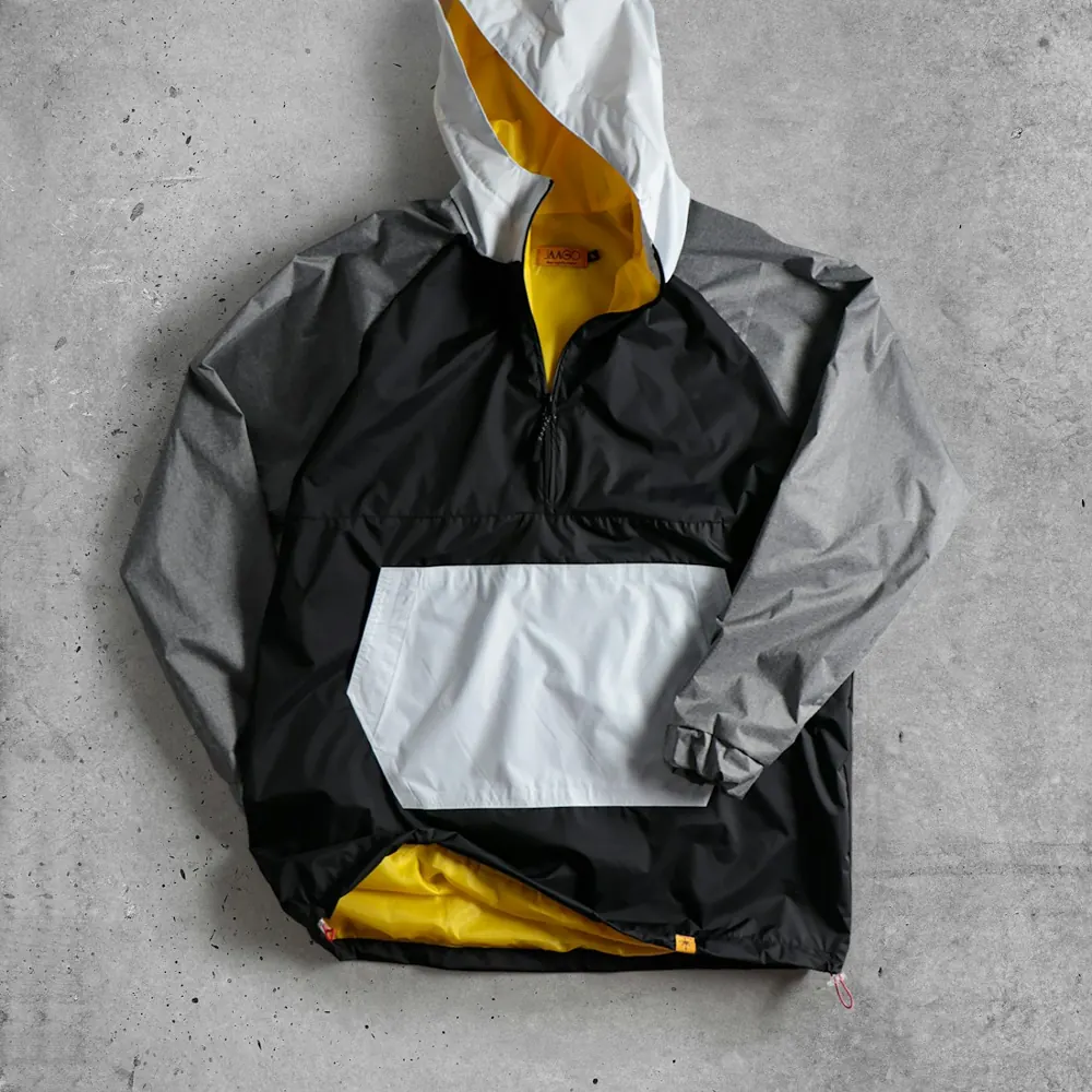 Preloved Nike Colour-Block Anorak Jacket Black / Grey / Yellow M — front view
